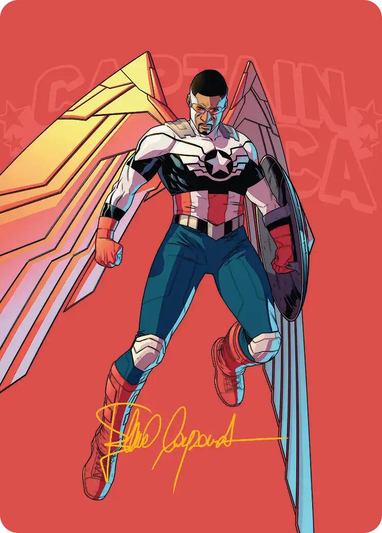 Captain America, Wings of Freedom Art Card (22/45) (Gold-Stamped Signature) [Marvel Super Heroes Art Series] | Jack's On Queen