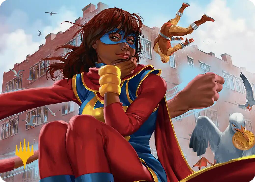 Ms. Marvel, Kamala Khan Art Card (Gold-Stamped Planeswalker Symbol) [Marvel Super Heroes Art Series] | Jack's On Queen