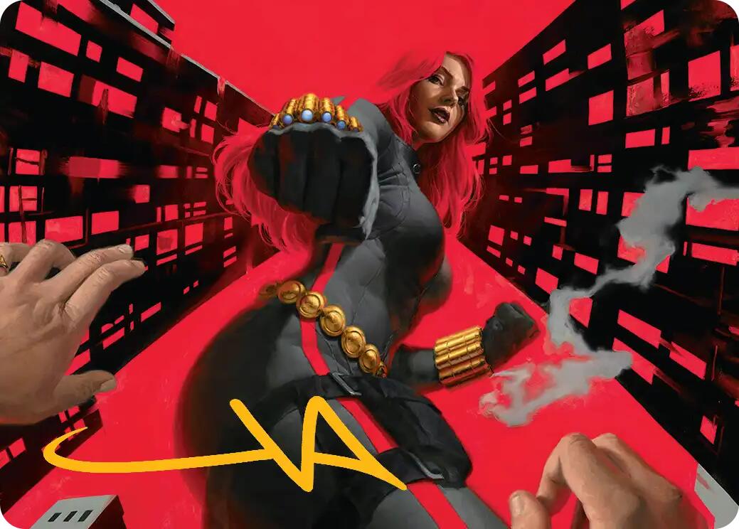 Black Widow, Deadly Hunter Art Card (Gold-Stamped Signature) [Marvel Super Heroes Art Series] | Jack's On Queen