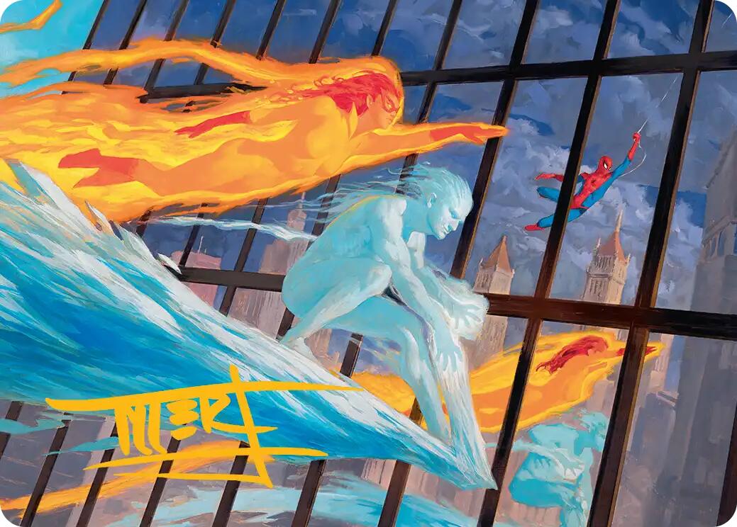 Iceman and Firestar Art Card (Gold-Stamped Signature) [Marvel Super Heroes Art Series] | Jack's On Queen