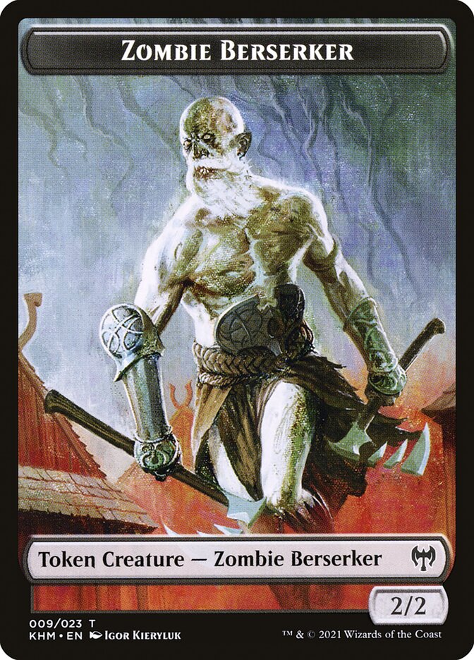 Human Warrior // Zombie Berserker Double-Sided Token [Kaldheim Tokens] | Jack's On Queen