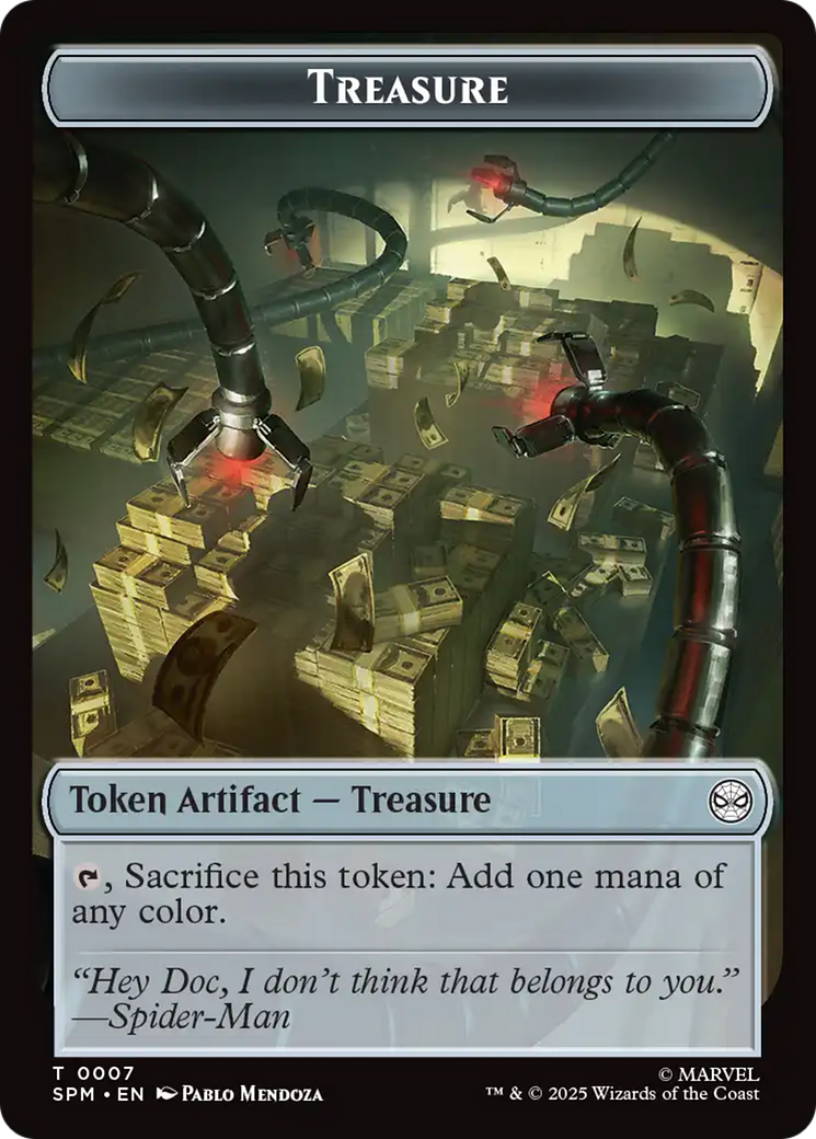 Spider // Treasure Double-Sided Token [Marvel's Spider-Man Tokens] | Jack's On Queen