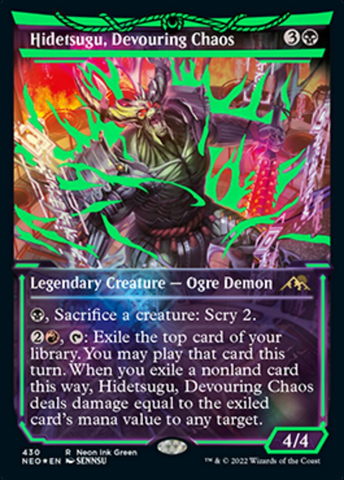 Hidetsugu, Devouring Chaos (Neon Ink Green) [Kamigawa: Neon Dynasty] | Jack's On Queen