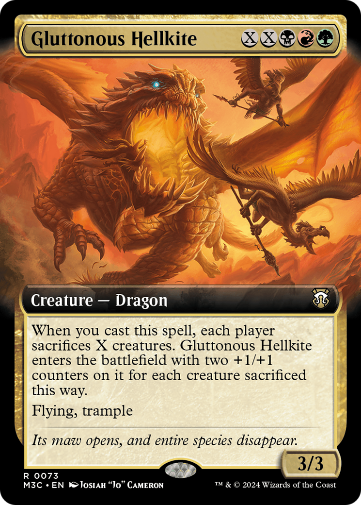 Gluttonous Hellkite (Extended Art) (Ripple Foil) [Modern Horizons 3 Commander] | Jack's On Queen