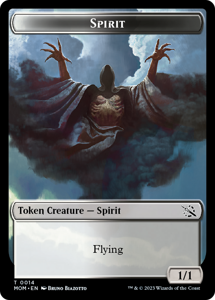Knight (7) // Spirit (14) Double-Sided Token [March of the Machine Commander Tokens] | Jack's On Queen