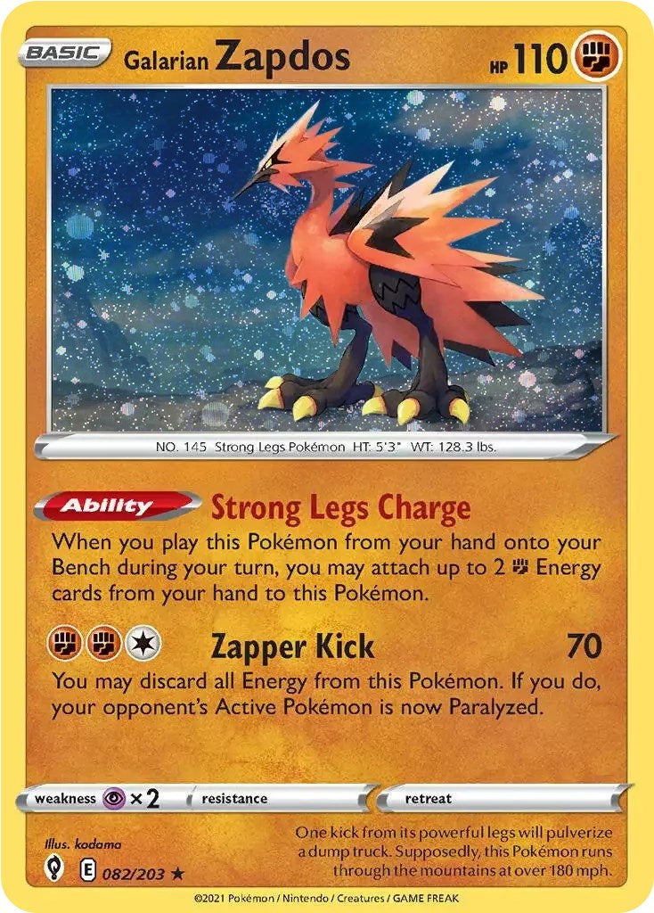 Galarian Zapdos (082/203) (Cosmos Holo) [Sword & Shield: Evolving Skies] | Jack's On Queen