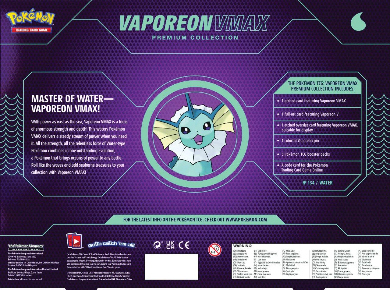 Vaporeon VMAX Premium Collection (EU Exclusive) | Jack's On Queen