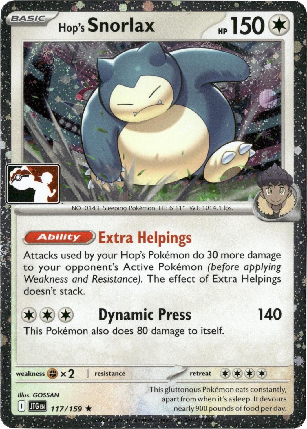 Hop's Snorlax (117/159) (Cosmos Holo) [Prize Pack Series Seven] | Jack's On Queen