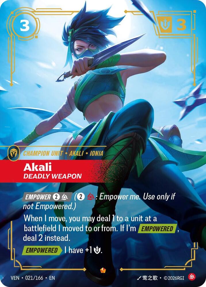 Akali - Deadly Weapon (021/166) [Vendetta] | Jack's On Queen