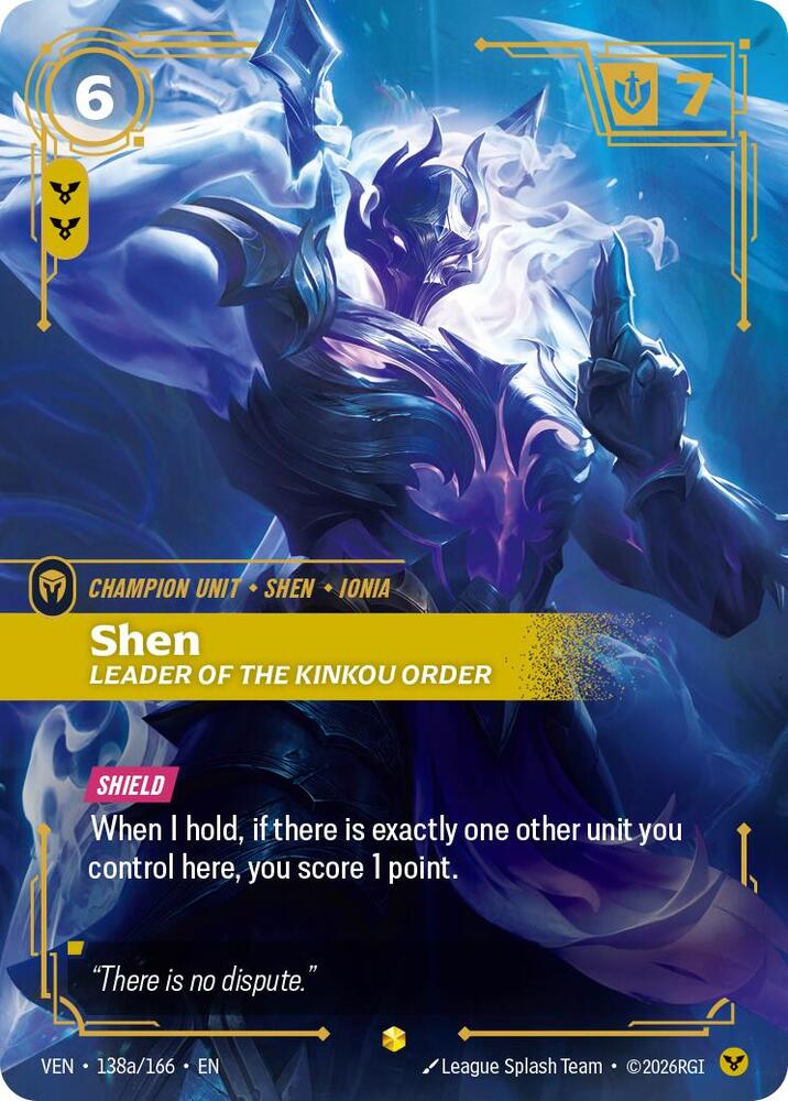 Shen - Leader of the Kinkou Order (Alternate Art) (138a/166) [Vendetta] | Jack's On Queen