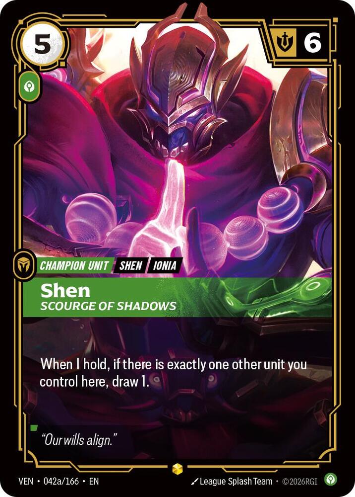 Shen - Scourge of Shadows (Alternate Art) (042a/166) [Vendetta] | Jack's On Queen