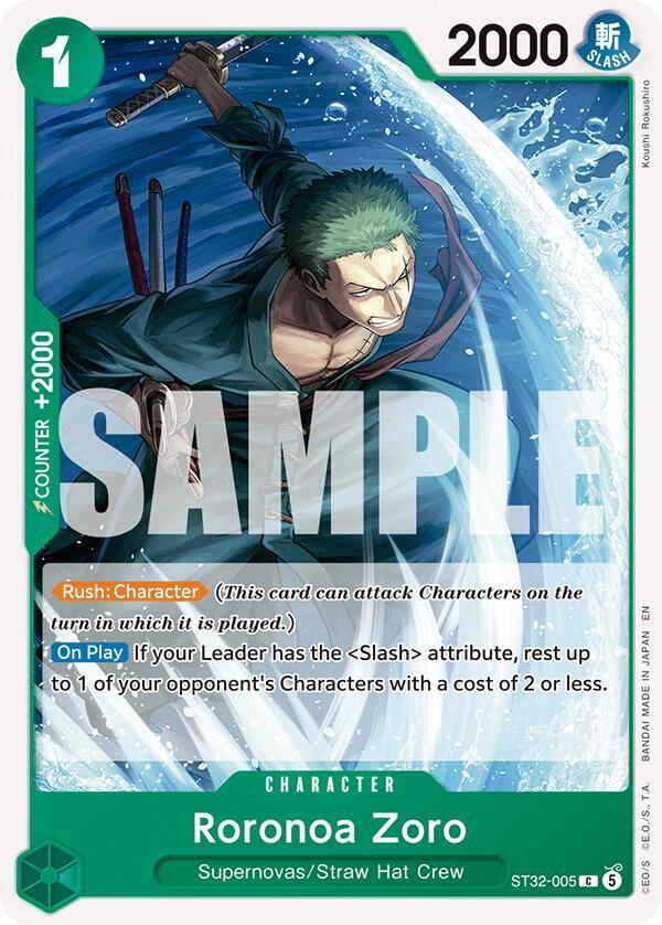 Roronoa Zoro (ST32-005) (ST32-005) [Starter Deck 32: GREEN Roronoa Zoro] | Jack's On Queen