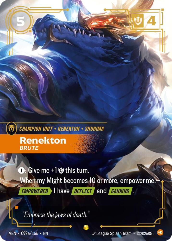 Renekton - Brute (Alternate Art) (092a/166) [Vendetta] | Jack's On Queen