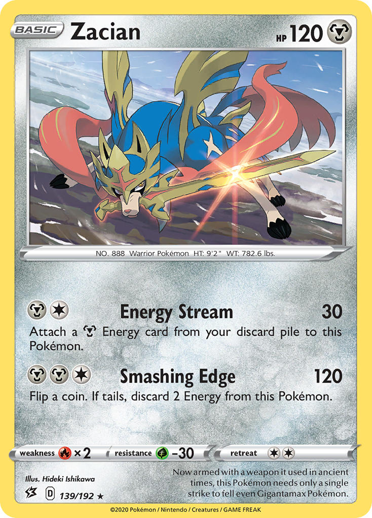 Zacian (139/192) (Cracked Ice Holo) (Theme Deck Exclusives) [Sword & Shield: Rebel Clash] | Jack's On Queen