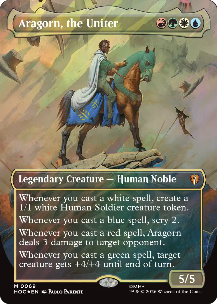 Aragorn, the Uniter (Borderless) (Surge Foil) [The Hobbit: Eternal-Legal] | Jack's On Queen