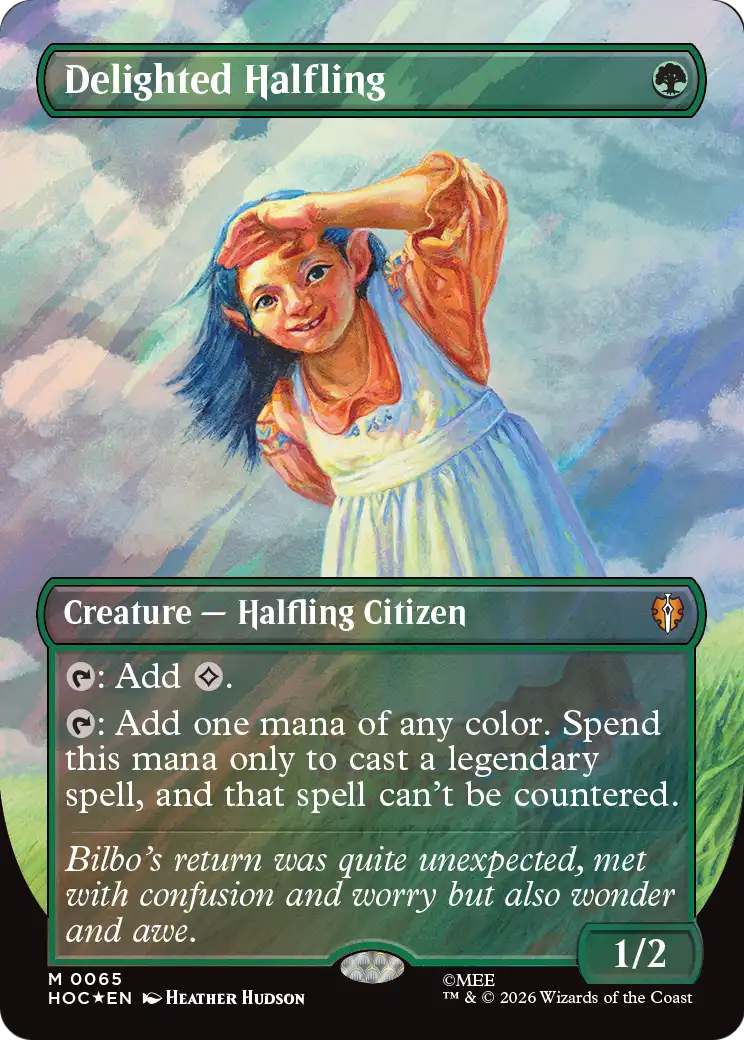 Delighted Halfling (Borderless) (Surge Foil) [The Hobbit] | Jack's On Queen
