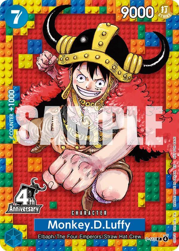 Monkey.D.Luffy (4th Anniversary) (P-110) [One Piece Promotion Cards] | Jack's On Queen