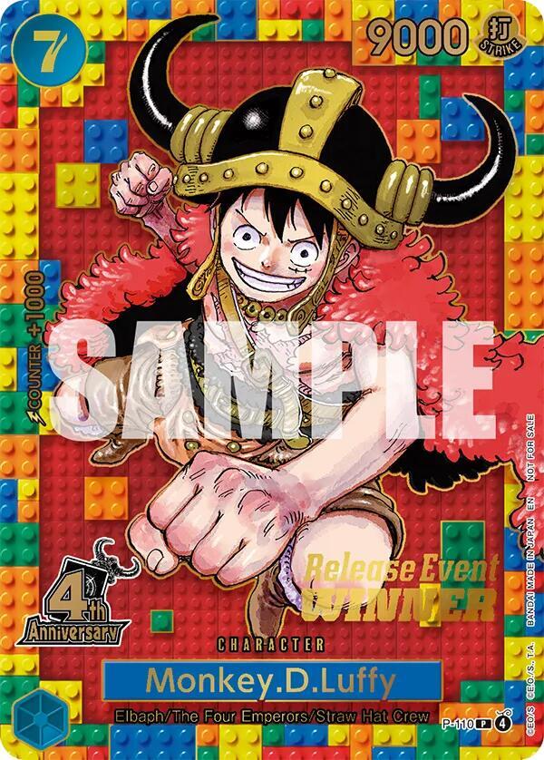 Monkey.D.Luffy (4th Anniversary) (Winner) (P-110) [One Piece Promotion Cards] | Jack's On Queen