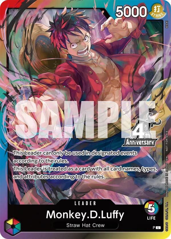 Monkey.D.Luffy (4th Anniversary Leader Card) [One Piece Promotion Cards] | Jack's On Queen