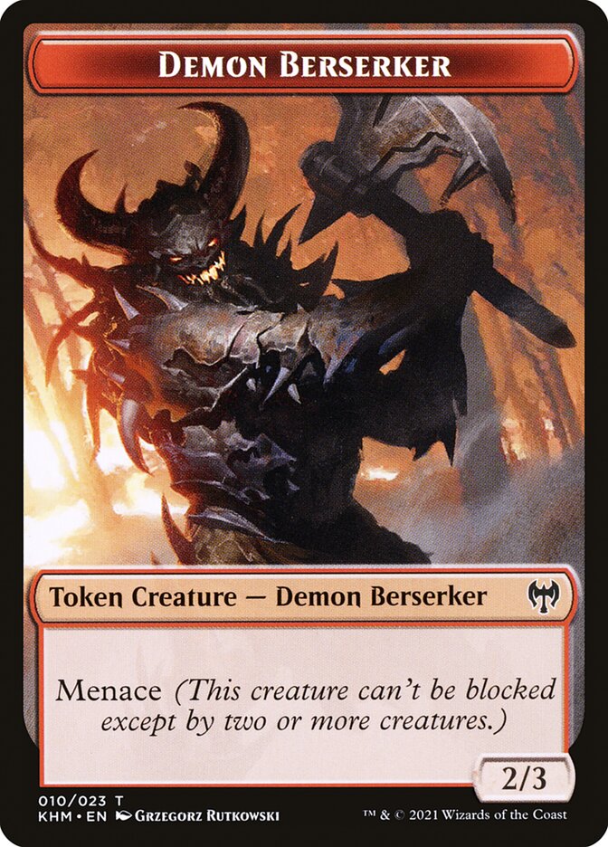 Human Warrior // Demon Berserker Double-Sided Token [Kaldheim Tokens] | Jack's On Queen