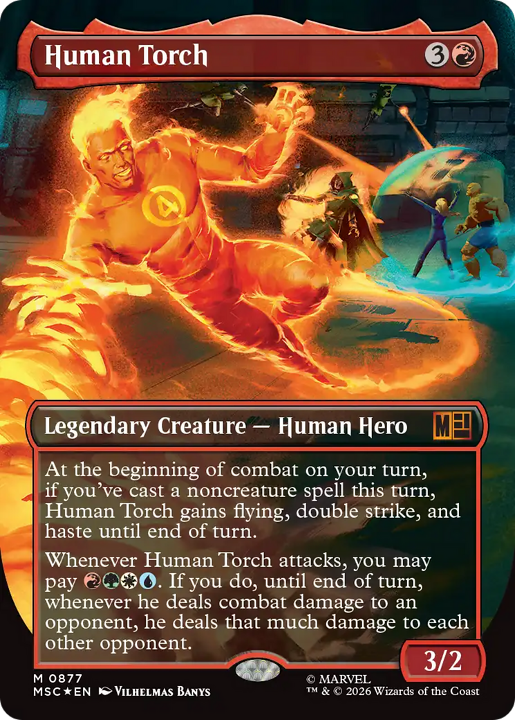 Human Torch (Borderless) (Surge Foil) [Marvel Super Heroes Commander] | Jack's On Queen