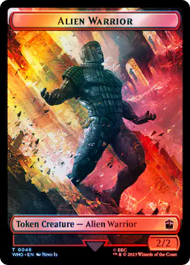 Alien // Alien Warrior Double-Sided Token (Surge Foil) [Doctor Who Tokens] | Jack's On Queen