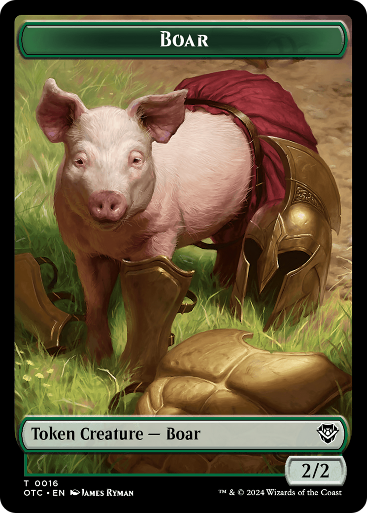 Boar // Manifest Double-Sided Token [Outlaws of Thunder Junction Commander Tokens] | Jack's On Queen