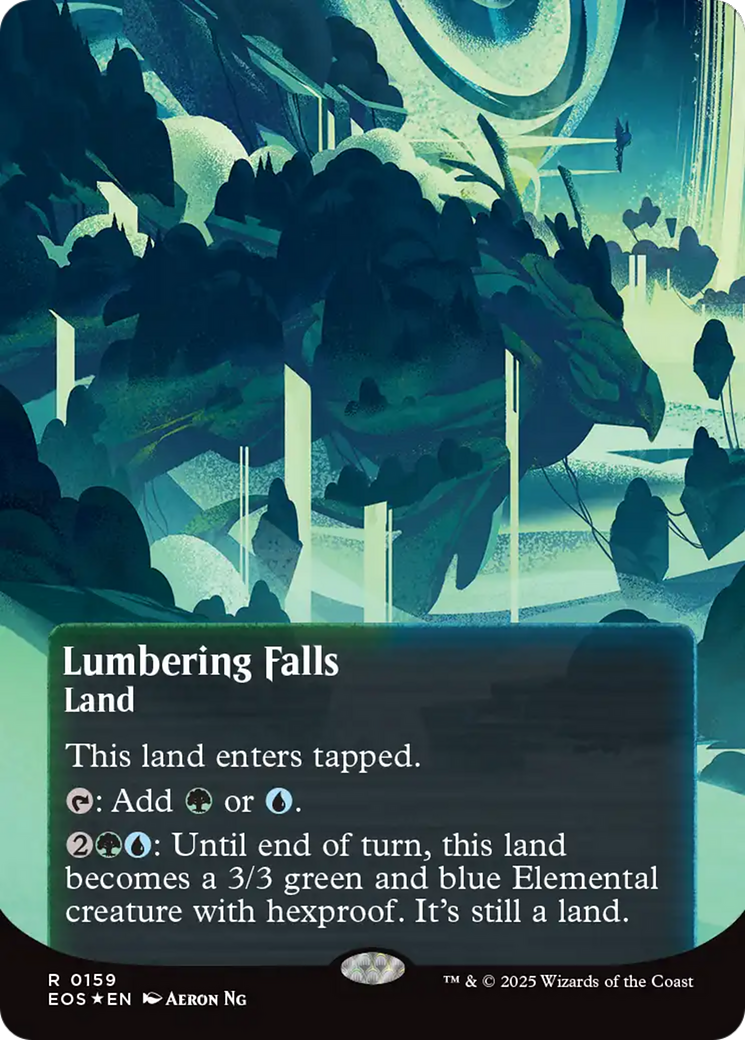 Lumbering Falls (0159) (Borderless) (Galaxy Foil) [Edge of Eternities: Stellar Sights] | Jack's On Queen