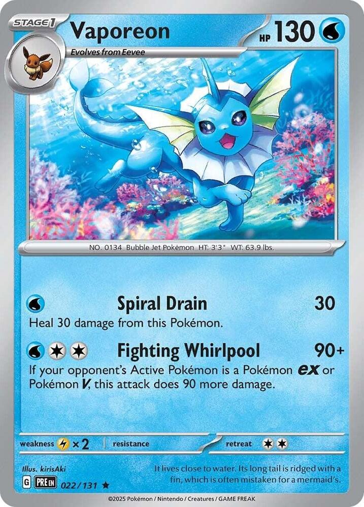 Vaporeon (022/131) [Scarlet & Violet: Prismatic Evolutions] | Jack's On Queen