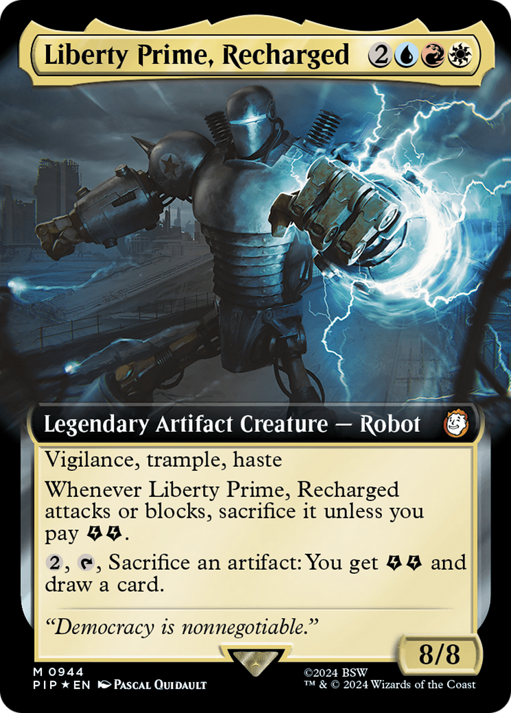 Liberty Prime, Recharged (Extended Art) (Surge Foil) [Fallout] | Jack's On Queen