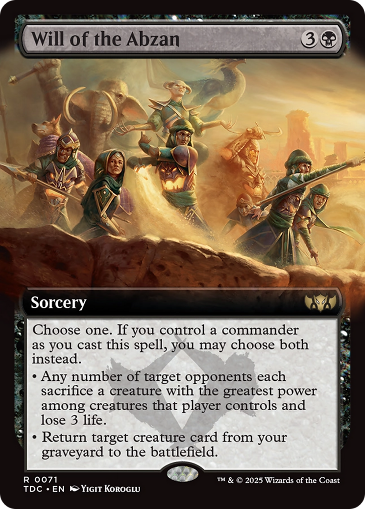 Will of the Abzan (Extended Art) [Tarkir: Dragonstorm Commander] | Jack's On Queen