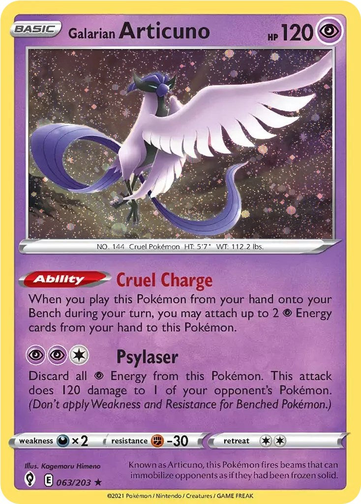 Galarian Articuno (063/203) (Cosmos Holo) [Sword & Shield: Evolving Skies] | Jack's On Queen