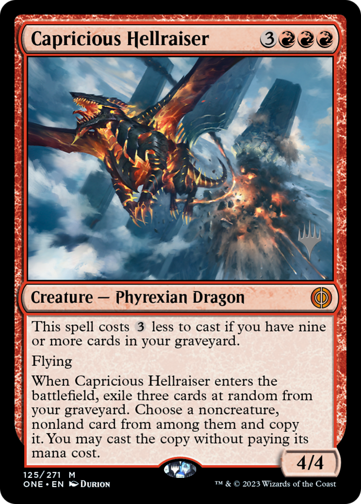 Capricious Hellraiser (Promo Pack) [Phyrexia: All Will Be One Promos] | Jack's On Queen
