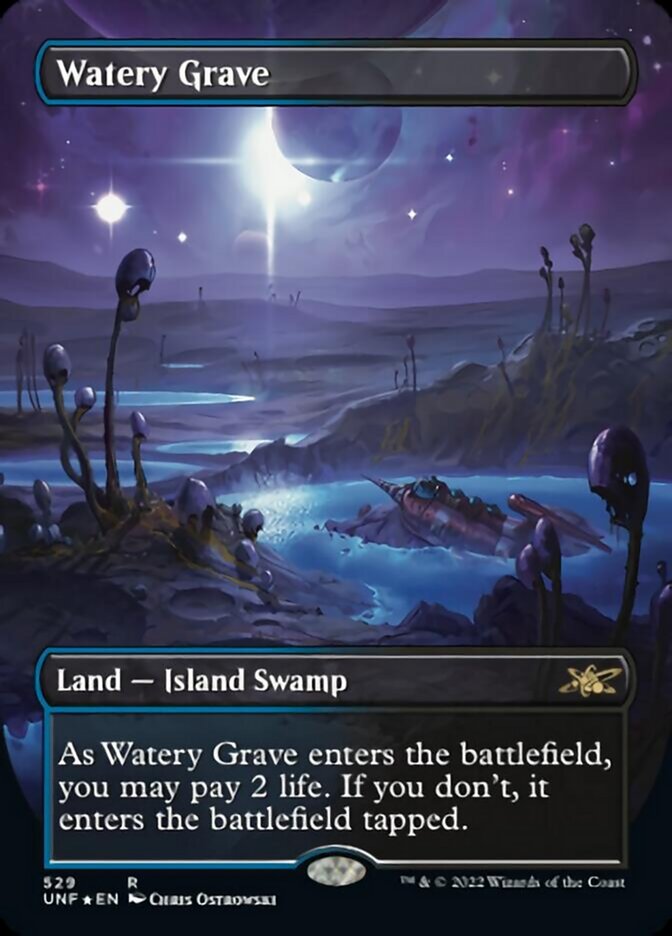 Watery Grave (Borderless) (Galaxy Foil) [Unfinity] | Jack's On Queen