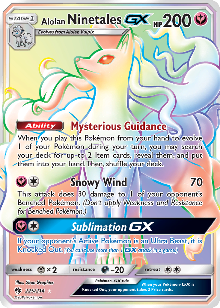 Alolan Ninetales GX (225/214) [Sun & Moon: Lost Thunder] | Jack's On Queen