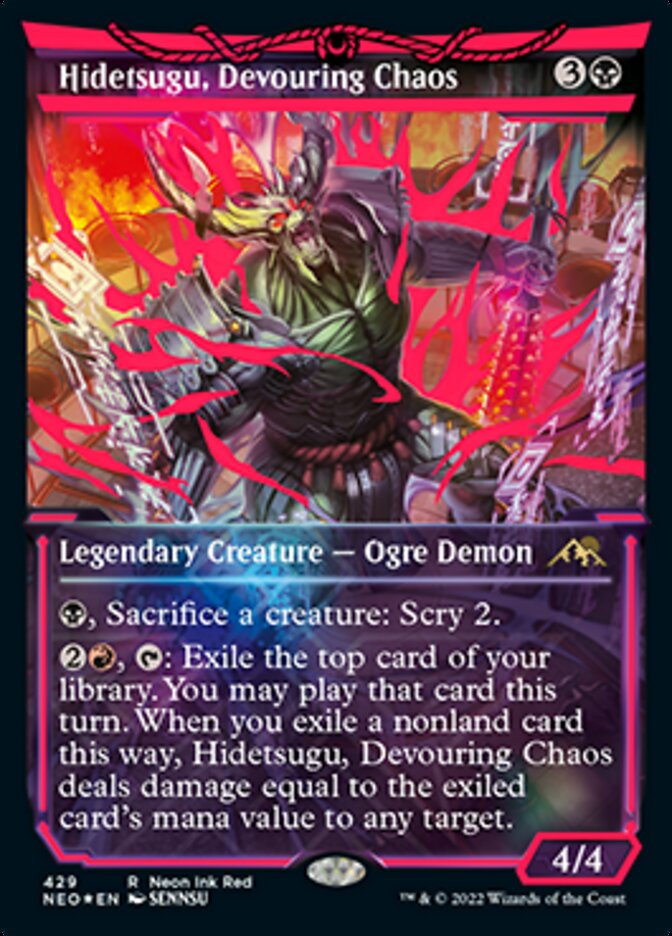 Hidetsugu, Devouring Chaos (Neon Ink Red) [Kamigawa: Neon Dynasty] | Jack's On Queen