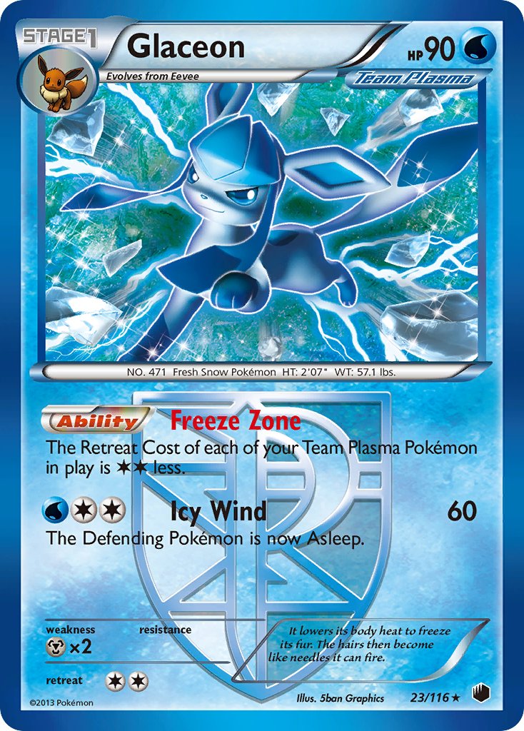 Glaceon (23/116) (Theme Deck Exclusive) [Black & White: Plasma Freeze] | Jack's On Queen