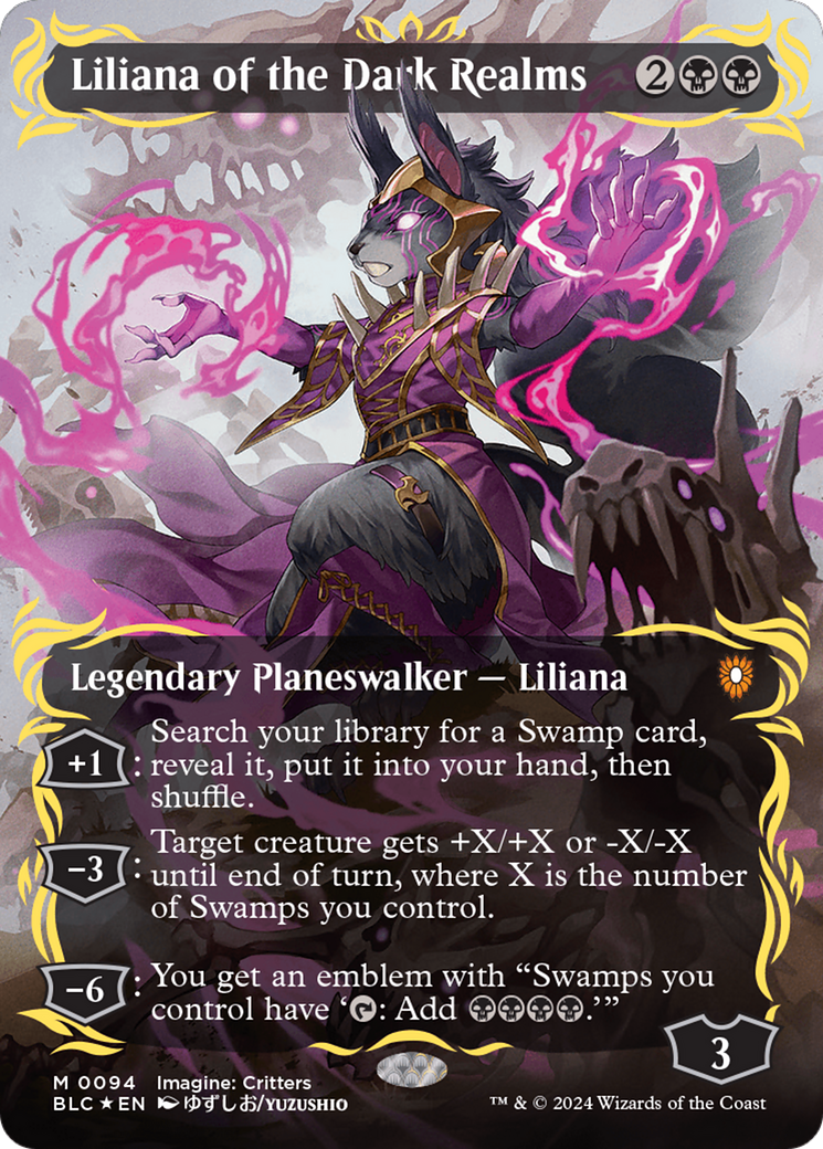 Liliana of the Dark Realms (Borderless) (Raised Foil) [Bloomburrow Commander] | Jack's On Queen