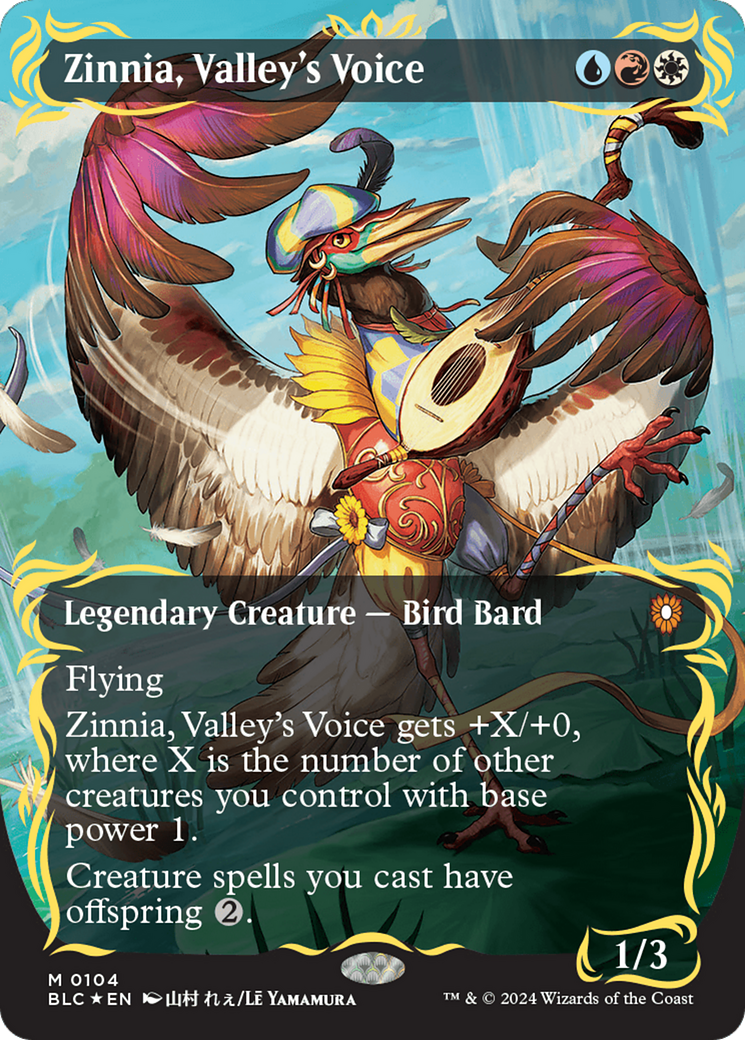 Zinnia, Valley's Voice (Borderless) (Raised Foil) [Bloomburrow Commander] | Jack's On Queen