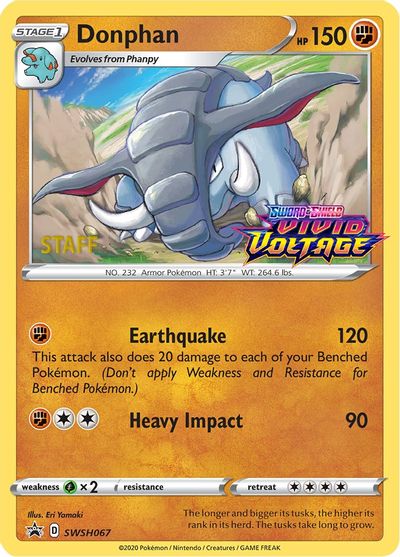 Donphan (SWSH067) (Staff Prerelease Promo) [Sword & Shield: Black Star Promos] | Jack's On Queen