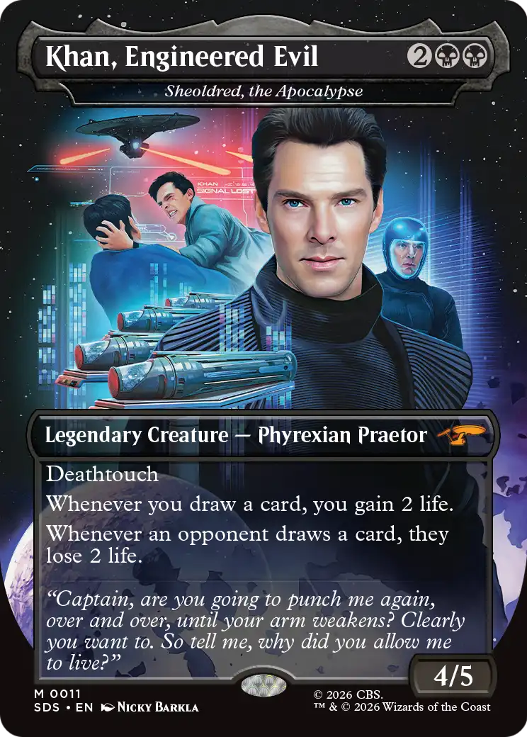 Khan, Engineered Evil - Sheoldred, the Apocalypse (Borderless) [Star Trek: Stardates] | Jack's On Queen