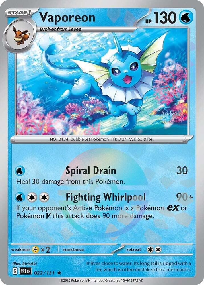 Vaporeon (022/131) (Poke Ball Pattern) [Scarlet & Violet: Prismatic Evolutions] | Jack's On Queen