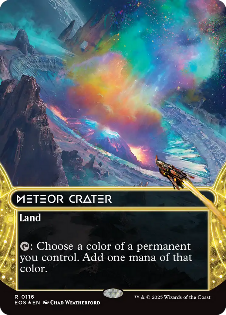 Meteor Crater (0116) (Borderless) (Galaxy Foil) [Edge of Eternities: Stellar Sights] | Jack's On Queen