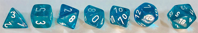 Chessex CHX23085 Translucent D7 Teal/White Polyhedral | Jack's On Queen