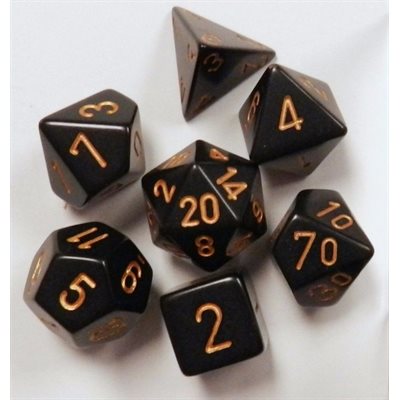 Chessex CHX25428 Opaque D7 Black/Gold Polyhedral | Jack's On Queen