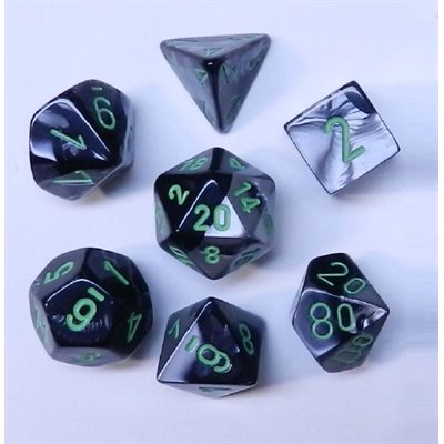 CHESSEX CHX26445 Gemini: Black-Grey/Green D7 Polyhedral | Jack's On Queen