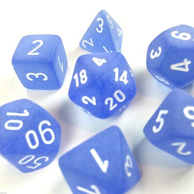 Chessex 7-DIE SET CHX27406 Frosted: 7Pc Blue / White | Jack's On Queen
