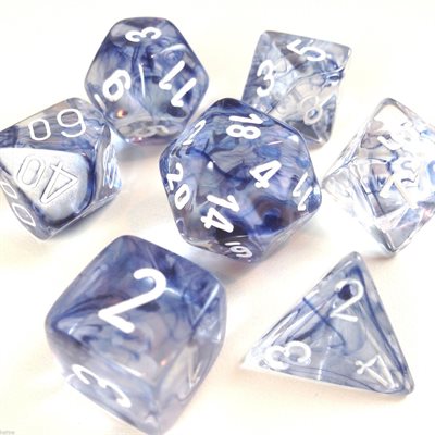 Chessex 7-DIE SET CHX27408 Nebula: 7Pc Black / White | Jack's On Queen