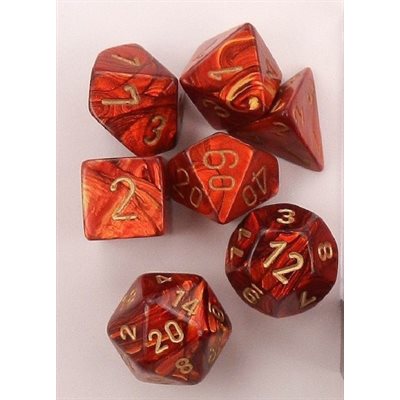 Dice: 7 pc: Scarab: Scarlet / Gold | Jack's On Queen