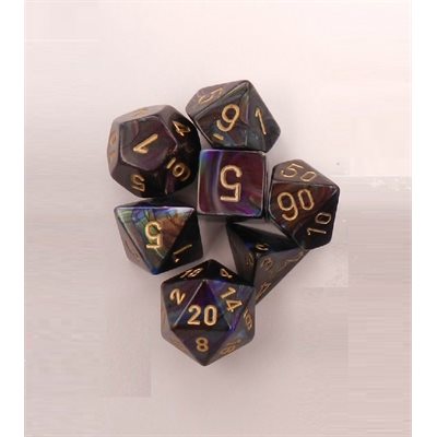 Chessex 7-DIE SET CHX27499 Lustrous: 7Pc Shadow / Gold | Jack's On Queen